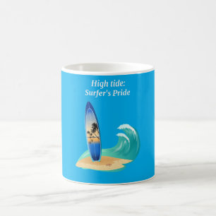"High Tide: Surfer's Pride" adventure ocean beach Coffee Mug