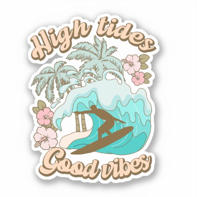 High Tides Good Vibes Boho Retro Surf (Front)