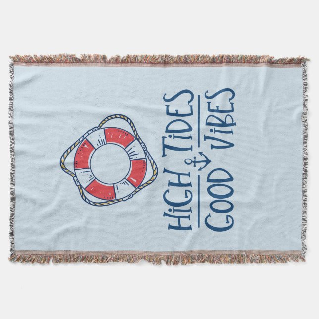 High Tides Good Vibes Throw Blanket (Front)