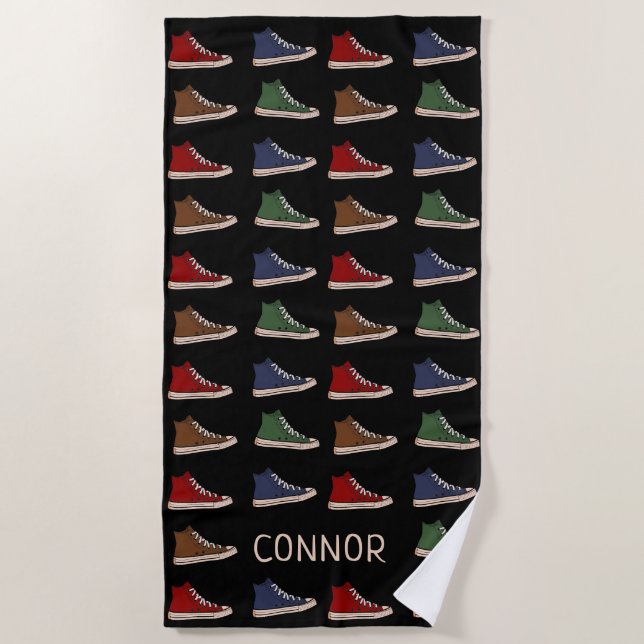 High-top sneakers shoes custom design beach towel (Front)