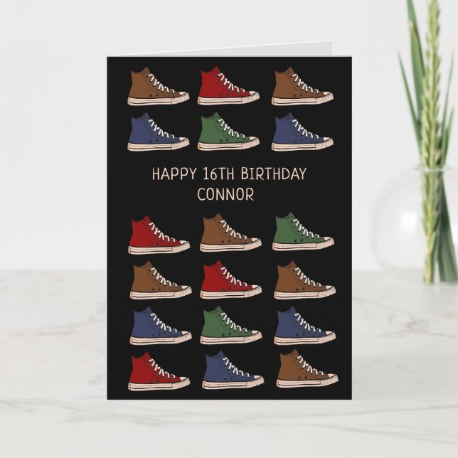 High-top sneakers shoes design birthday card (Front)