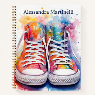 High Top Watercolor Sneakers Personalised Kids Notebook