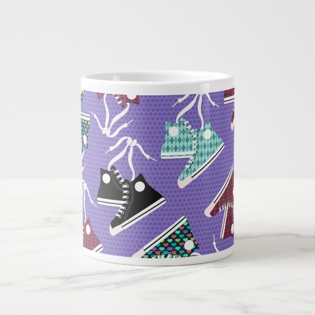 High Tops  Fun Colourful Sneaker Art Pattern Large Coffee Mug (Front)