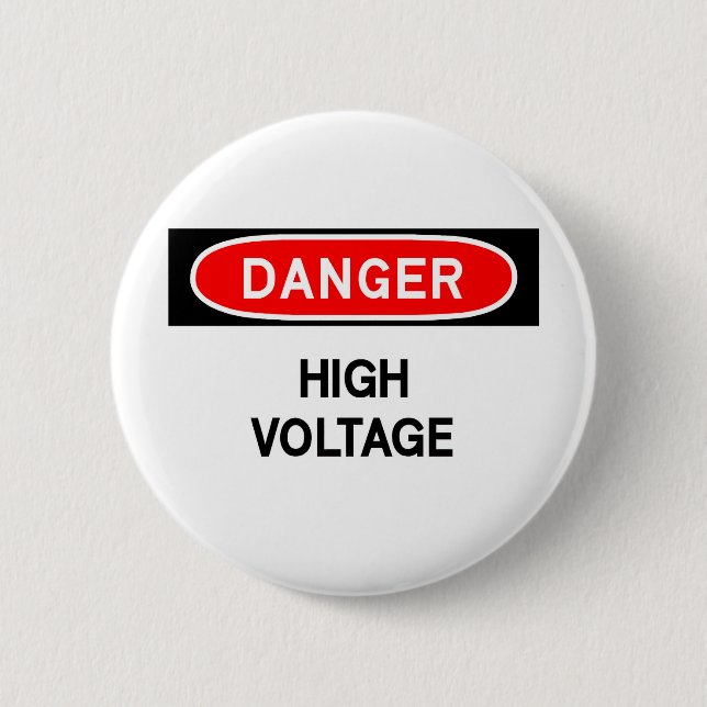 high voltage 6 cm round badge (Front)