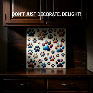 High-voltage coloured canine paw print Tile