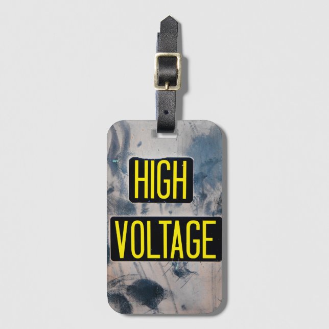 High Voltage Warning Sign - FUNNY Luggage Tag (Front Vertical)