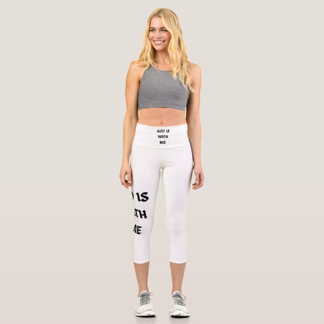 High waist capris for women - God is with me (Front)