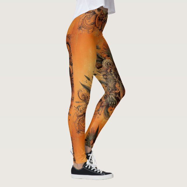 High-Waist Yoga Leggings with Unique Pattern (Right)