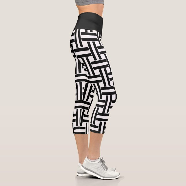 High Waisted Capri Black Chequered Leggings (Right)