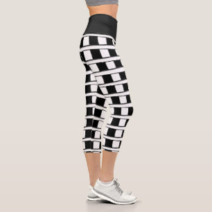 High Waisted Capri Black & White Chequered 