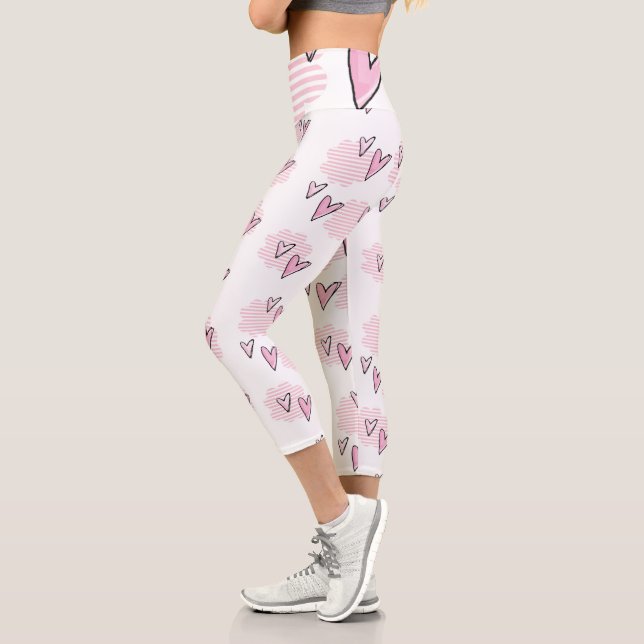 High Waisted Capri Pink Hearts  (Left)