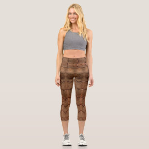 High Waisted Capris, A trendy brown colour design Capri Leggings