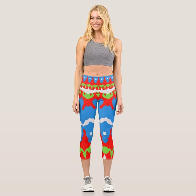 High Waisted Capris, A trendy multicolor design  Capri Leggings (Front)