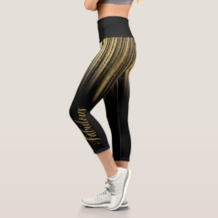 High Waisted Capris Black with Yellow