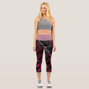 High waisted capris in pink and black