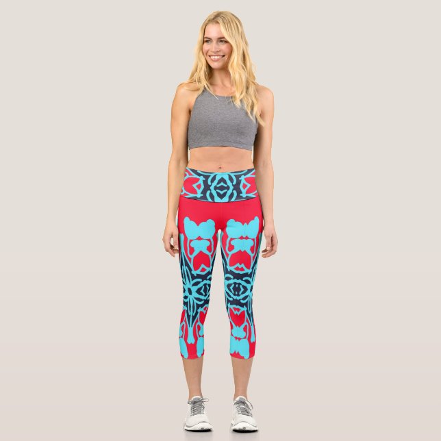 High Waisted Capris, Multi colour classic design  Capri Leggings (Front)