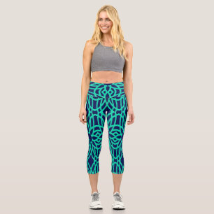 High Waisted Capris, Multi colour fabric pattern Capri Leggings