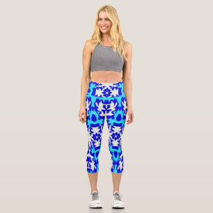 High Waisted Capris, Multicolor fabric pattern Cap Capri Leggings