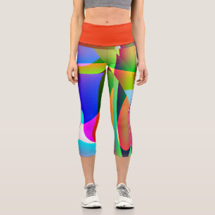 High-Waisted Multicolored Abstract Leggings