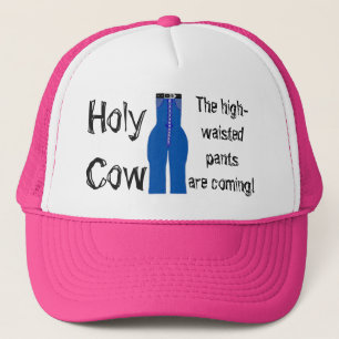 High Waisted Pants Blue Denim Retro Humour Trucker Hat