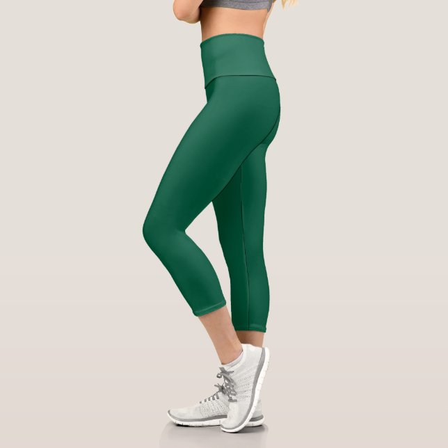 High Waisted Yoga Capris, Hunter Green All Around Capri Leggings (Left)