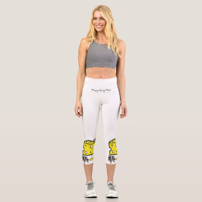 High Waisted Yoga Capris, Mousey Cheesy Music  Capri Leggings (Front)