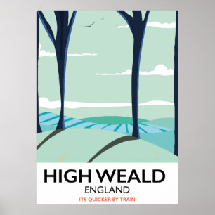 High Weald England vintage travel poster