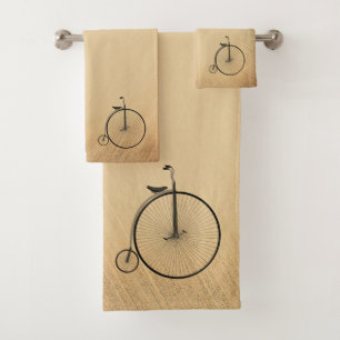 High-Wheel Antique Bicycle Rustic Bath Towel Set