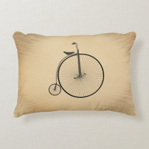 High-Wheel Antique Bicycle Rustic Decorative Cushion