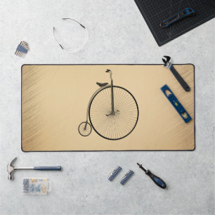 High-Wheel Antique Bicycle Rustic Desk Mat