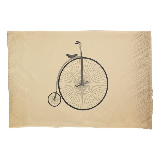 High-Wheel Antique Bicycle Rustic Pillowcase (Front)