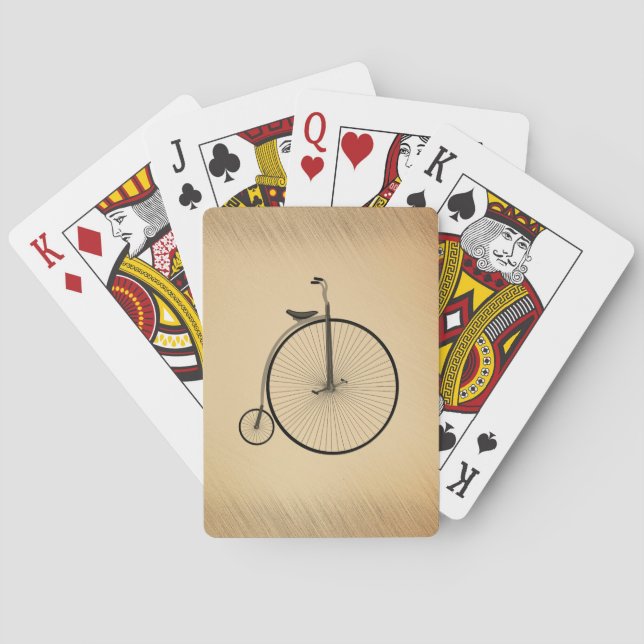 High-Wheel Antique Bicycle Rustic Playing Cards (Back)