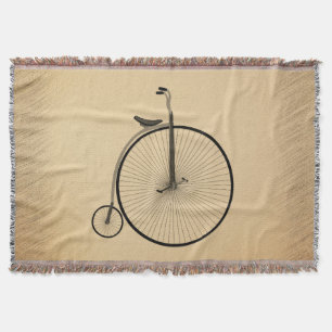 High-Wheel Antique Bicycle Rustic Throw Blanket