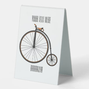 High wheel bicycle cartoon illustration