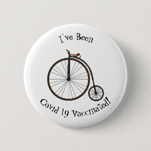 High wheel bicycle cartoon illustration  6 cm round badge