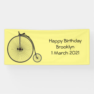 High wheel bicycle cartoon illustration banner