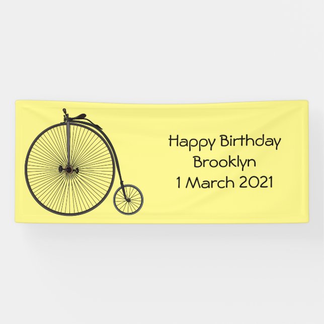 High wheel bicycle cartoon illustration banner (Horizontal)