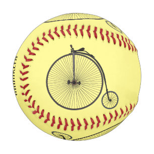 High wheel bicycle cartoon illustration baseball