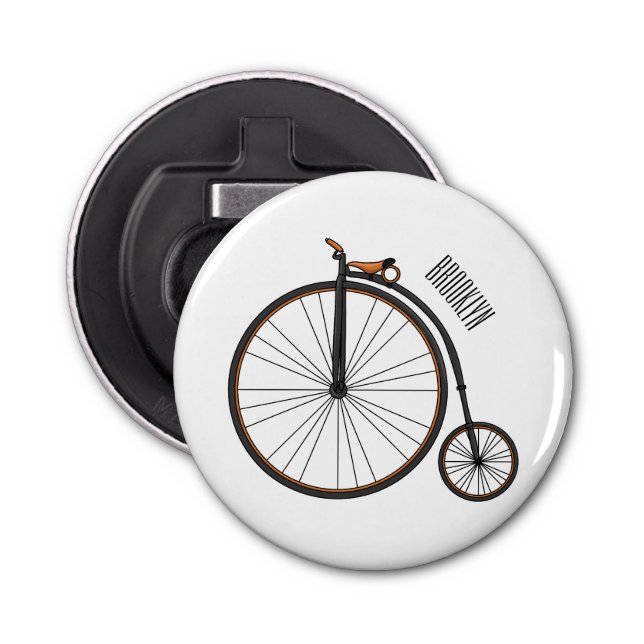 High wheel bicycle cartoon illustration  bottle opener (Front)