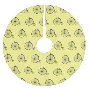 High wheel bicycle cartoon illustration brushed polyester tree skirt