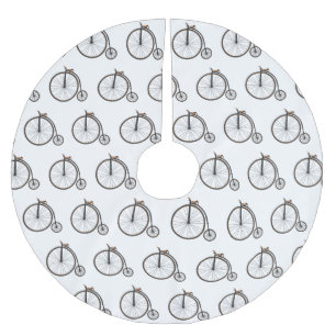 High wheel bicycle cartoon illustration brushed polyester tree skirt