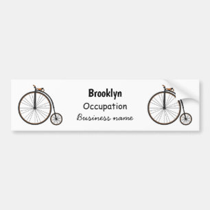 High wheel bicycle cartoon illustration  bumper sticker