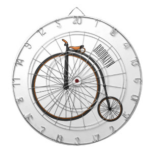 High wheel bicycle cartoon illustration  dartboard