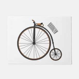 High wheel bicycle cartoon illustration  doormat
