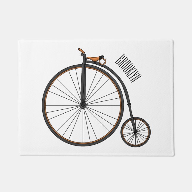 High wheel bicycle cartoon illustration  doormat (Front)