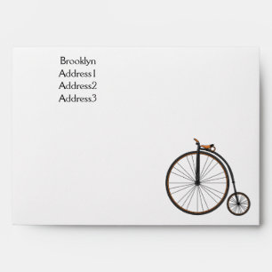 High wheel bicycle cartoon illustration envelope