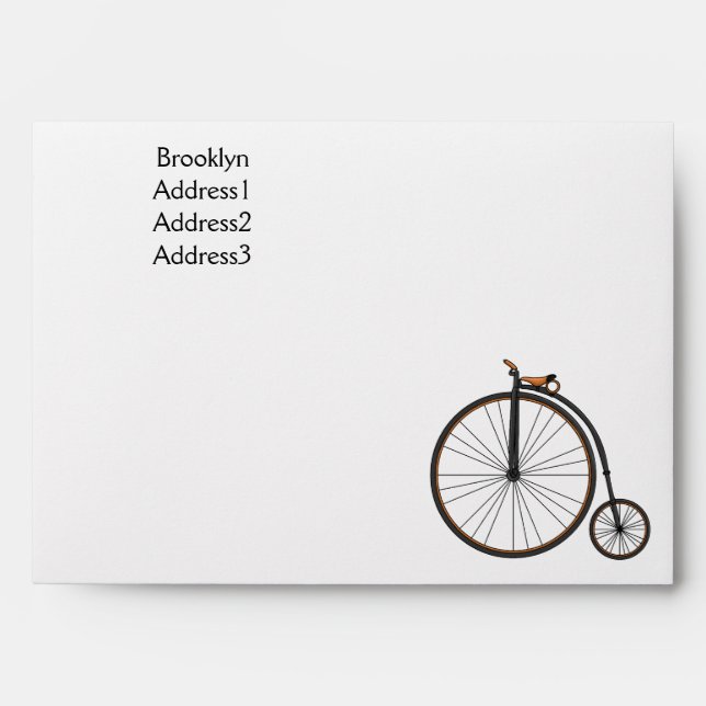 High wheel bicycle cartoon illustration  envelope (Front)