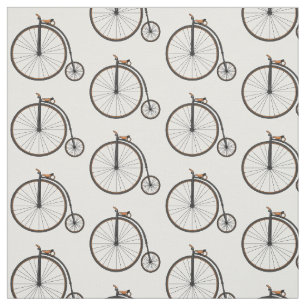 High wheel bicycle cartoon illustration  fabric