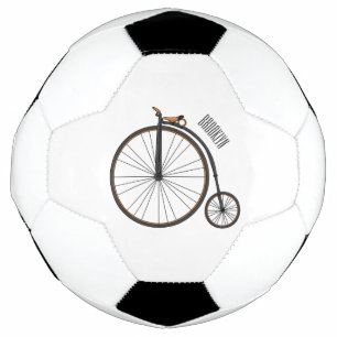 High wheel bicycle cartoon illustration football