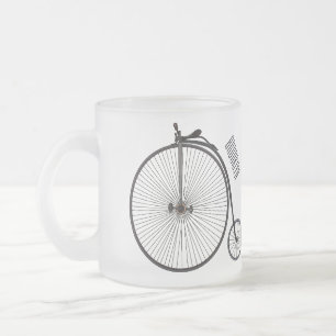 High wheel bicycle cartoon illustration frosted glass coffee mug